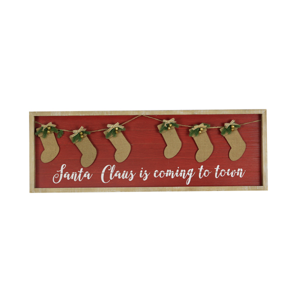 Wooden Christmas Sock Plaque Wall Hanging