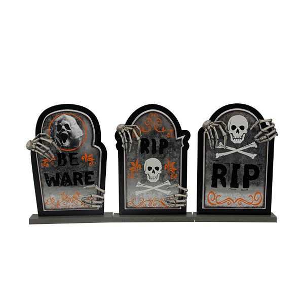 Halloween Wooden Tombstone Ornaments
