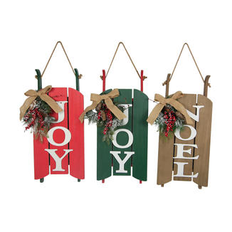 3pcs Wooden Christmas Sleigh Hanging Sign