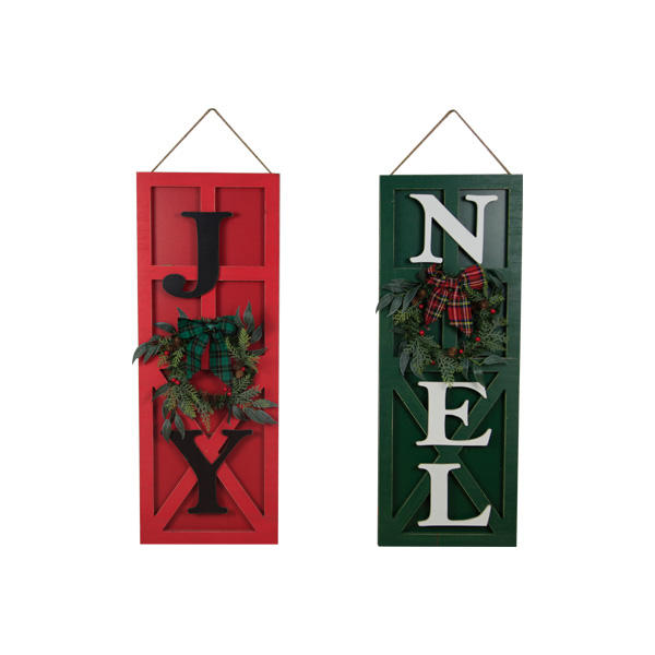 2pcs Christmas Decorative Wood Hanging Sign