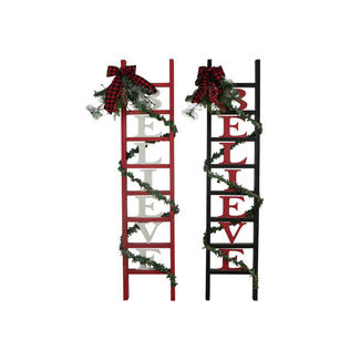 Red Green Believe Ladder Style Hanging
