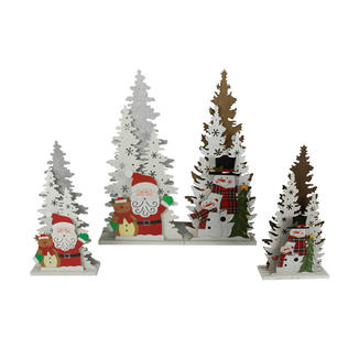 Christmas Wooden Snowman Santa Tree Tabletop Ornament