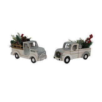 Wooden Truck Christmas Table Top Decor With Tree