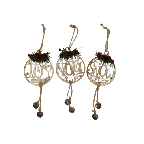3pcs Wooden Hollow Out Hanging Ornaments  