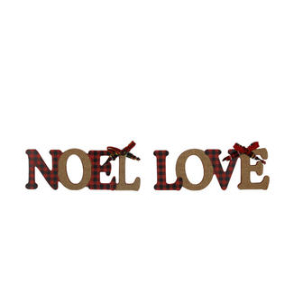 Holiday Noel Love Plaid Wooden Letters Sign