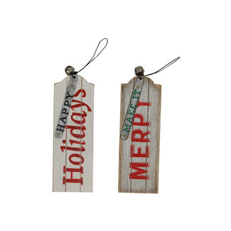 Rustic Plank Tag Sign With Jingle Bells