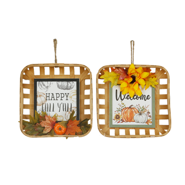Square Flower Basket Wooden Harvest Hanging