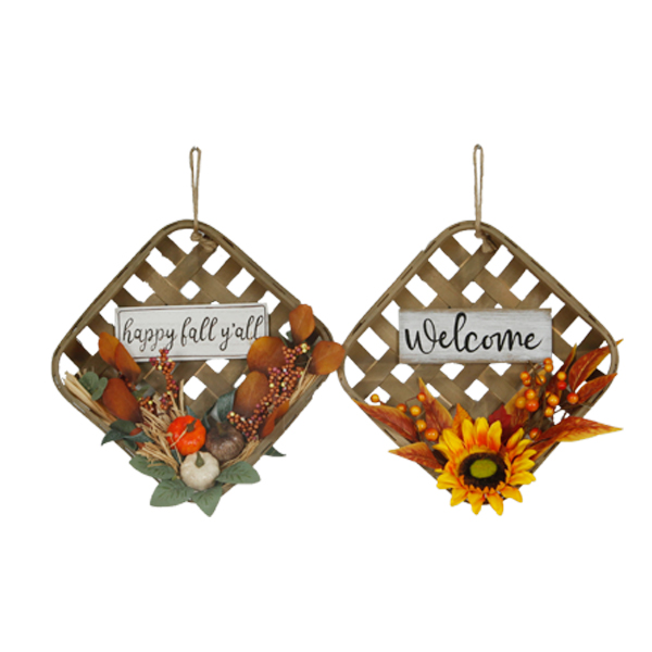Rhombus Flower Basket Wooden Harvest Hanging