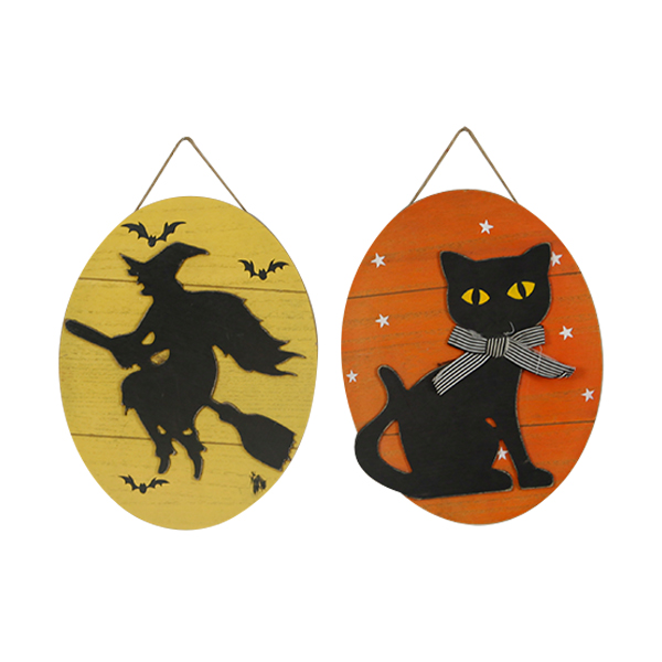 Minin Witch Cat Wall Art Hanging Board