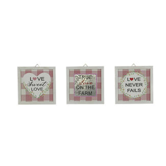 Pink Plaid Frame Valentine's Wall Hanging