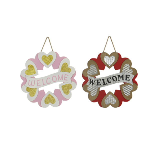 Heart Wreath Welcome Sign Wall Hanging