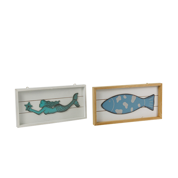 Wood Nautical Mermaid Plaque Wall/Tabetop Decor