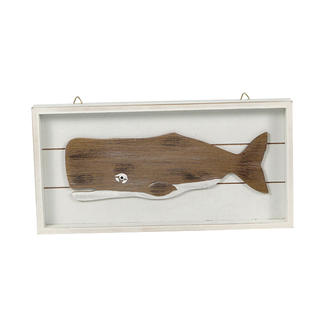 Wood Nautical Whale Plaque Wall/Tabetop Ornament