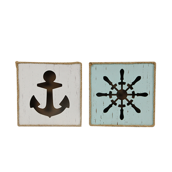 Nautical Wall Decor Ship Wheel and Anchor