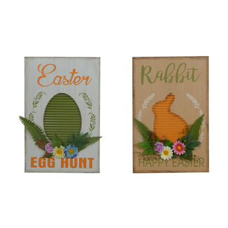 Wooden Easter Flowers Plaque Wall Hanging