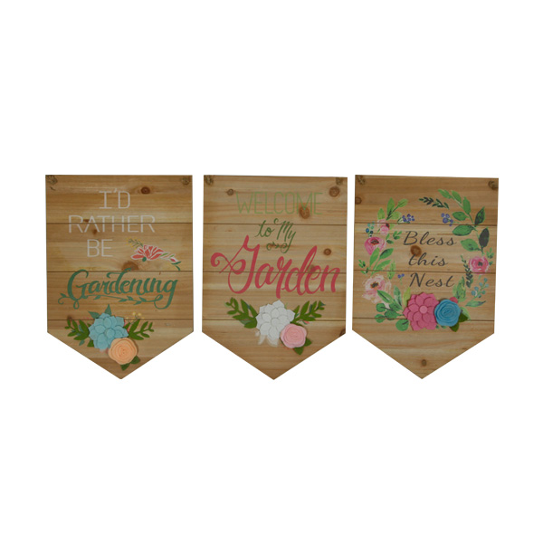 Flower Easter Pentagon Wooden Sign Wall Hanging