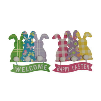 Wooden Happy Easter Bunny, Bunny Welcome Sign